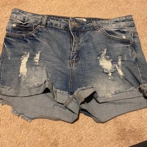 Distressed Denim Shorts